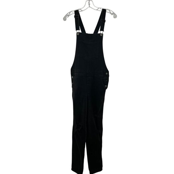 Old Navy Women's Distressed Denim Overalls Tapered Leg Black Size 0 - Picture 1 of 9